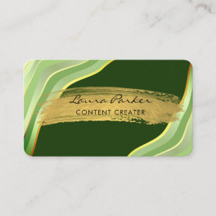 Carte De Visite Rayures ondulées vertes Élégant Moderne Courbé