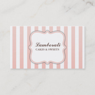 Carte De Visite Rayures roses et blanches mignonnes modernes