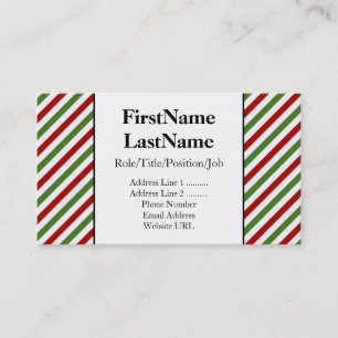 Carte De Visite Rayures rouges, blanches et vertes