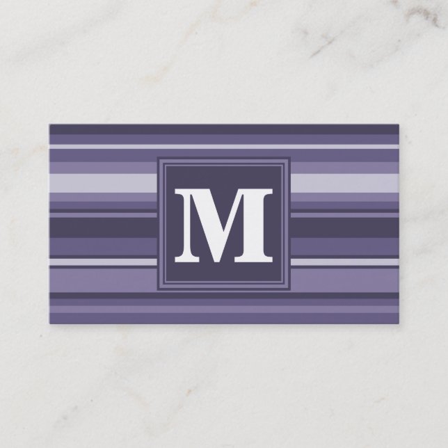 Carte De Visite Rayures violettes de cuir monogramme (Devant)