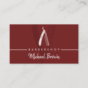 Carte De Visite Razor Barber Burgundy