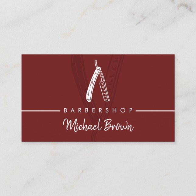 Carte De Visite Razor Barber Burgundy (Devant)