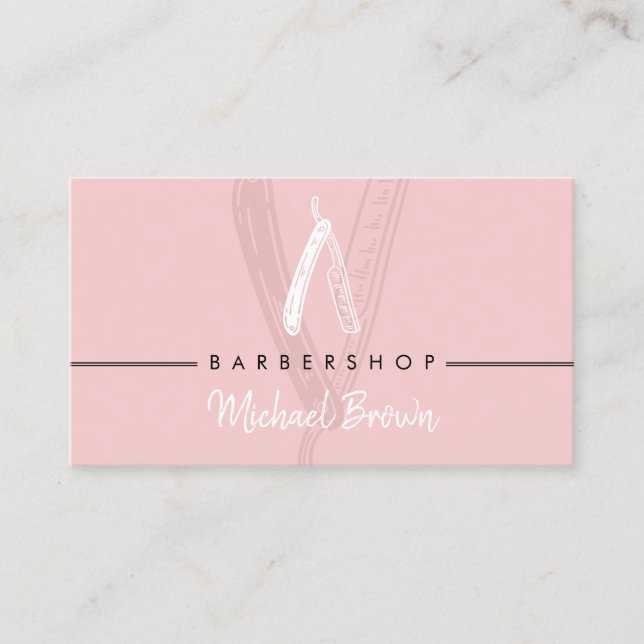 Carte De Visite Razor Barber Elegant rose chic (Devant)