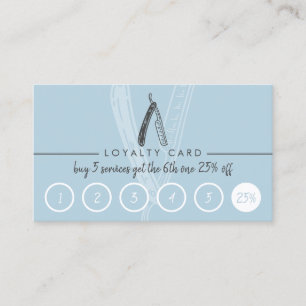 Carte De Visite Razor Barber Hommes Coiffure Coiffeur Bleu Fidélit