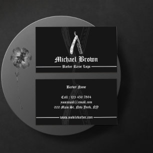 Carte De Visite Razor mobile Barber shop retro