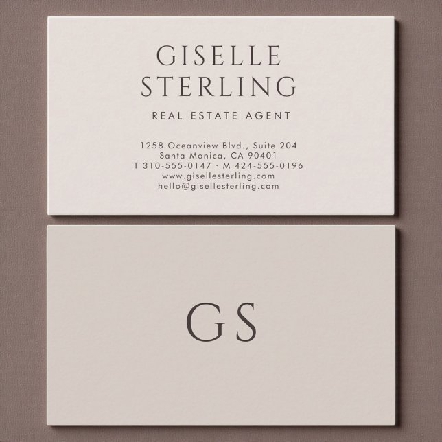 Carte De Visite Real Estate Agent Minimalist Luxury Neutral Modern (Créateur téléchargé)