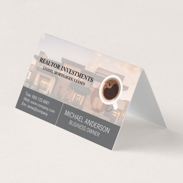 Carte De Visite Real Estate Property | Cup of Coffee (Devant)