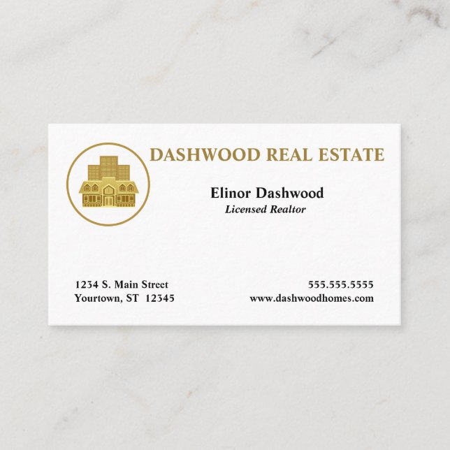 Carte De Visite Réalisateur de l'agent immobilier d'or (Devant)