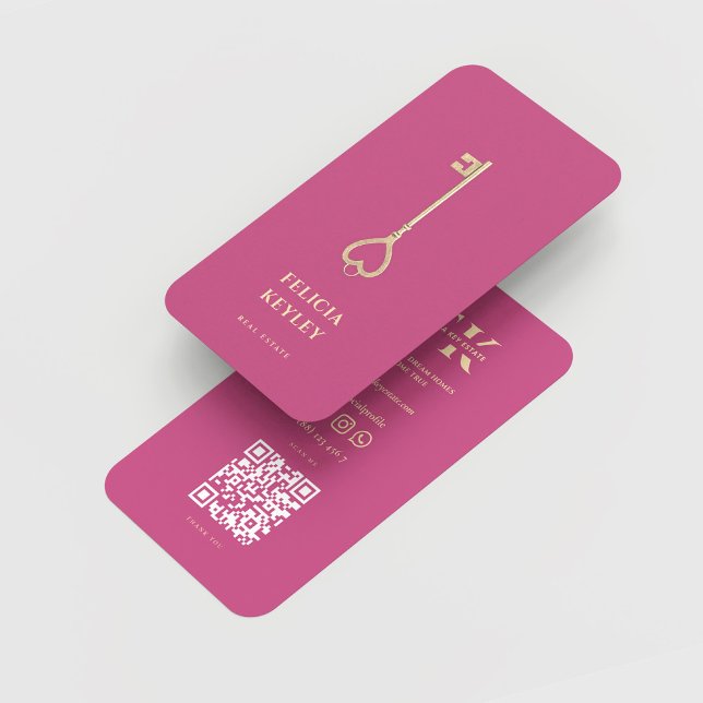 Carte De Visite Réalisateur Immobilier Monogramme Moderne rose (Realtor Real Estate Monogram Modern Pink Business Card
)