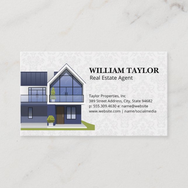 Carte De Visite Réalisateur | Logo de la maison moderne | Code QR (Devant)