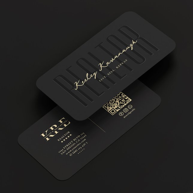 Carte De Visite Réalisateur moderne Monogramme Agent immobilier no (Modern Realtor Monogram Black Real Estate Agent Business Card
)
