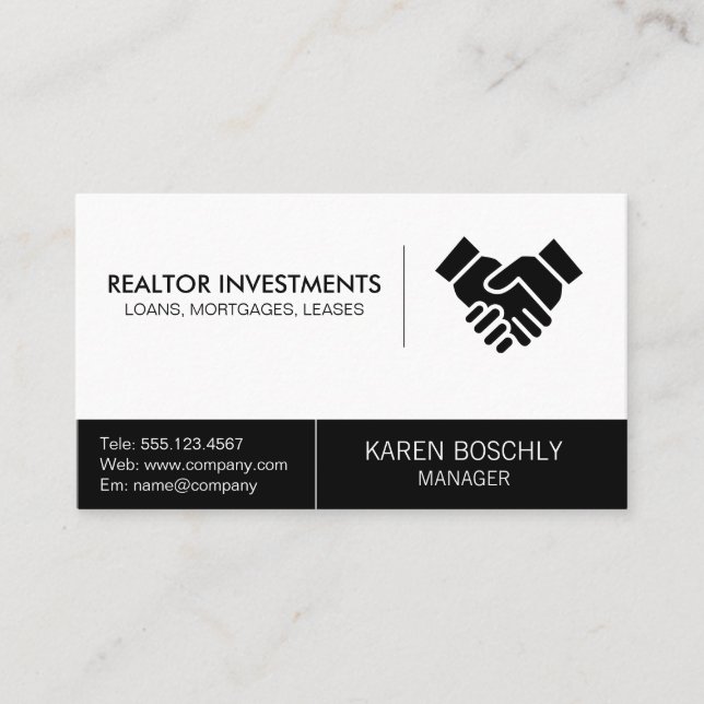 Carte De Visite Réalisateur simple de poignée de main d'entreprise (Devant)
