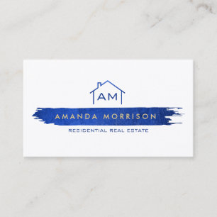 Carte De Visite Réaliseur Créatif Immobilier Maison Peinture Bleu