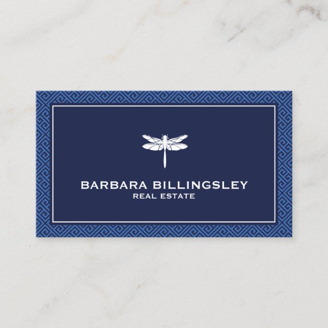 Carte De Visite Réaltor à libellule bleu/blanc, concepteur (Devant)
