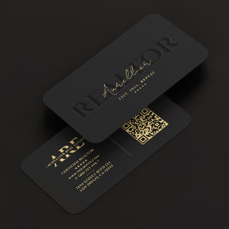 Carte De Visite Realtor Black Immobilier Agent Monogramme Moderne