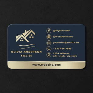 Carte De Visite Realtor Bleu Nuit Or