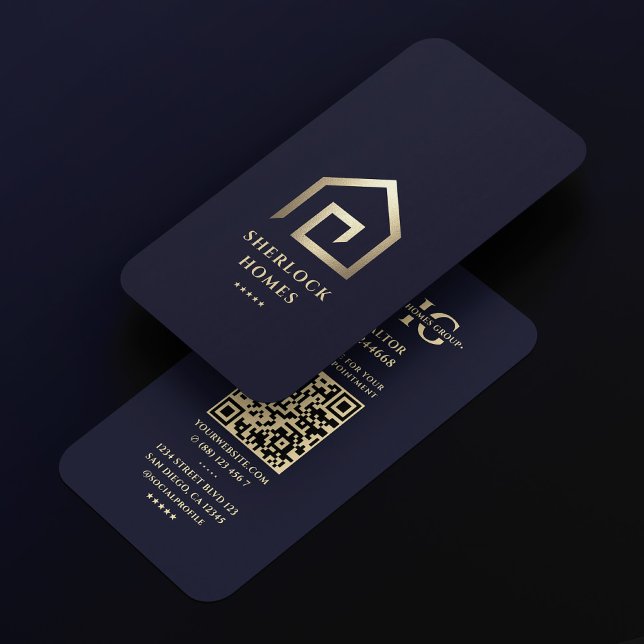 Carte De Visite Realtor Dark Navy Blue Gold House Moderne Réalité (Realtor Dark Navy Blue Gold House Modern Realty Business Card
)
