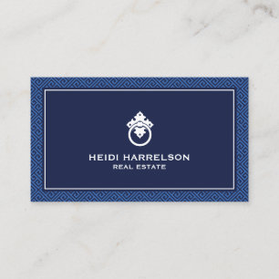 Carte De Visite Réaltor de flamme moderne, Bleu immobilier