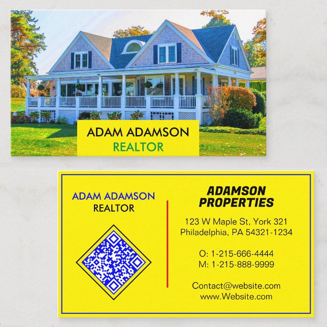 Carte De Visite Realtor de l'agent immobilier de luxe (Create QR) (Elegant Professional Real Estate Business Card)