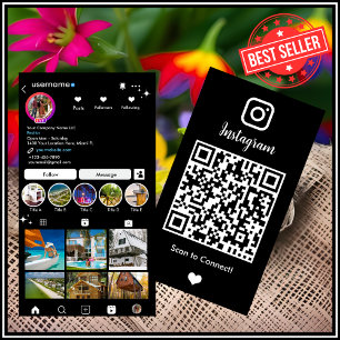 Carte De Visite Realtor Instagram Real Estate Agent Code QR noir