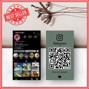Carte De Visite Realtor Instagram Sage Vert QR