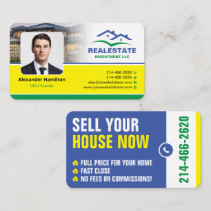 Carte De Visite Realtor, investisseur immobilier, avec une photo