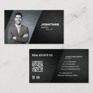 Carte De Visite Realtor, investisseur immobilier, Black Metallic