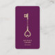 Carte De Visite Realtor Luxe Purple Gold Key Monogramme Moderne (Devant)