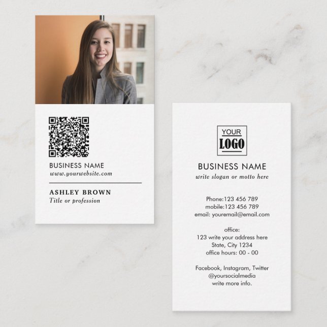 Carte De Visite Realtor Modern professionnel QR code photo (Devant / Derrière)