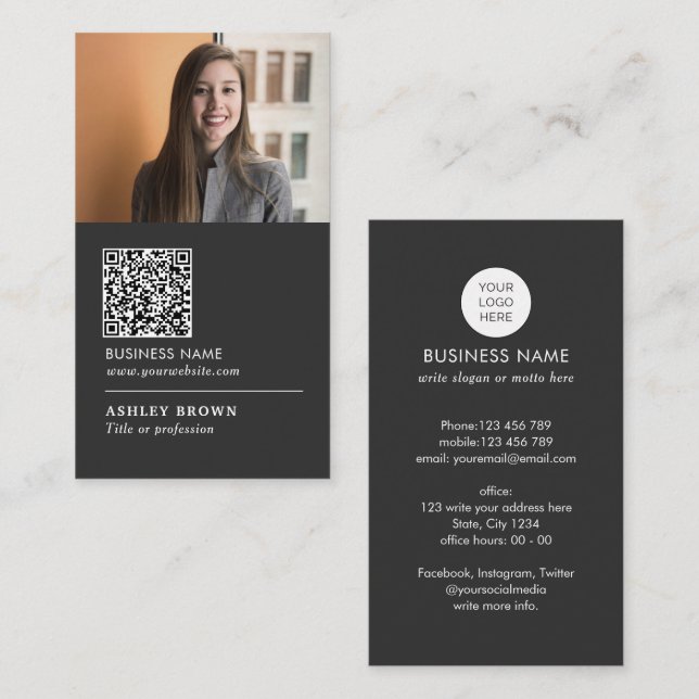 Carte De Visite Realtor Modern professionnel QR code photo Entrepr (Devant / Derrière)