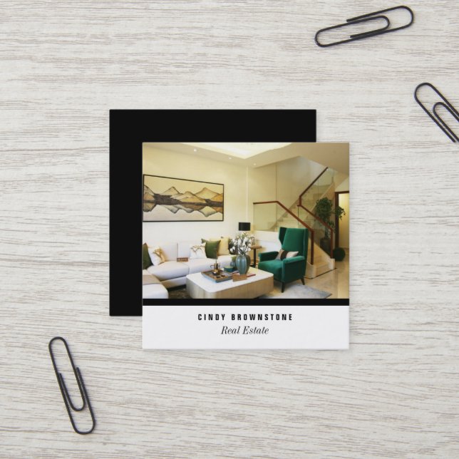 Carte de visite Realtor Photo personnalisée Modèle (Devant/Arrière en situation)