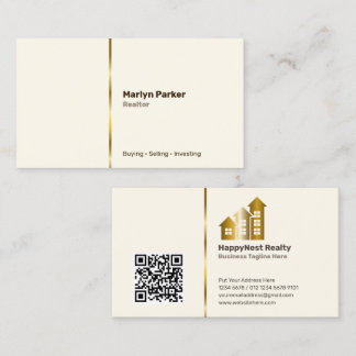 Carte De Visite Realtor Photo personnelle, Code QR, Logo Blancs ca