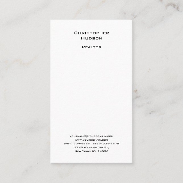 Carte De Visite Realtor simple noir professionnel (Devant)