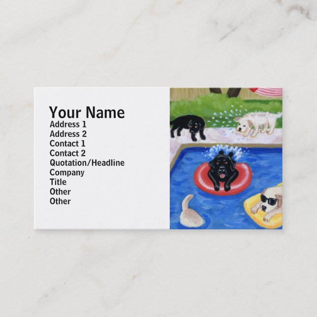 Carte De Visite Réception au bord de la piscine Labradors (Devant)