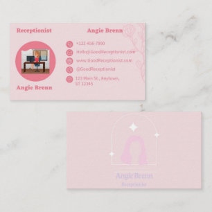 Carte de visite réceptionniste rose double face