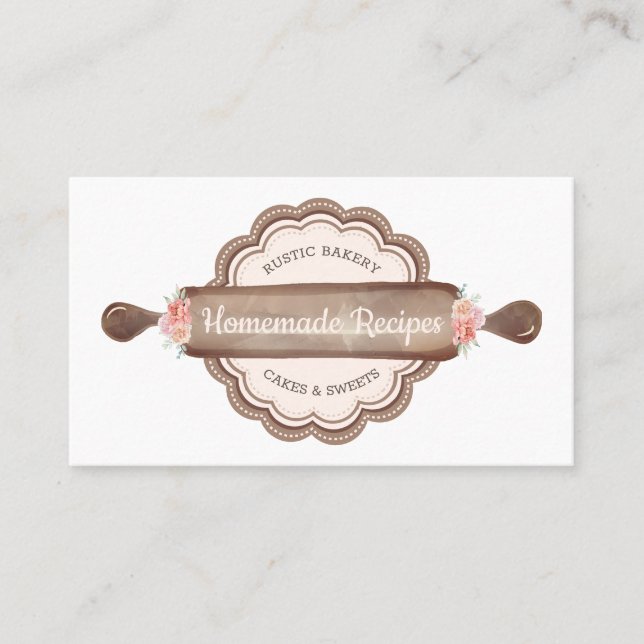 Carte De Visite Recettes maison Brown boulangerie broche à rouleau (Devant)