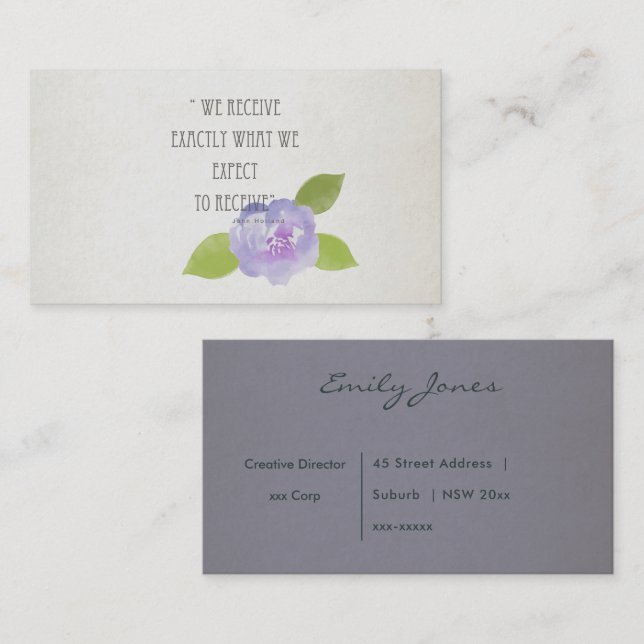 CARTE DE VISITE RECEVOIR CE QUE NOUS ATTENDONS À RECEVOIR PURPLE F (Devant / Derrière)