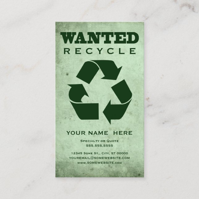 Carte De Visite recherché : corp vert (Devant)