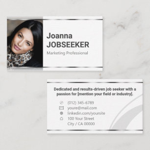Carte De Visite Recherche d'emploi classique minimal élégant blanc