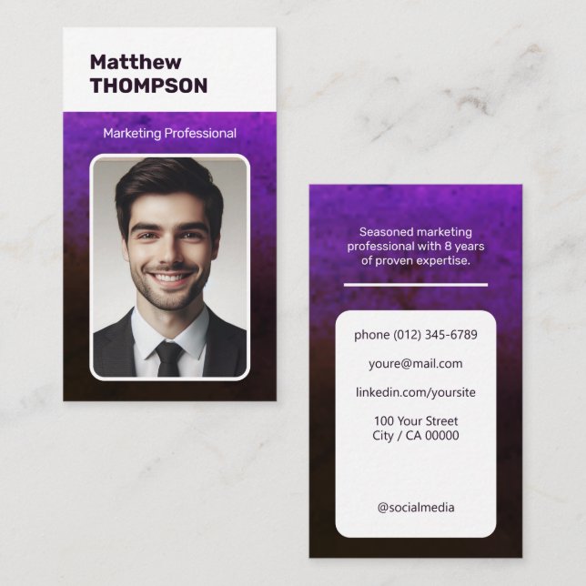 Carte De Visite Recherche d'emploi classique Plum foncé minimalist (Devant / Derrière)