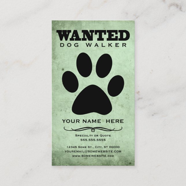 Carte De Visite recherché : marcheur de chiens (Devant)