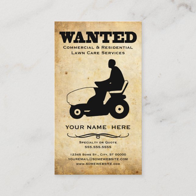 Carte De Visite recherché : services d'entretien de pelouse (Devant)