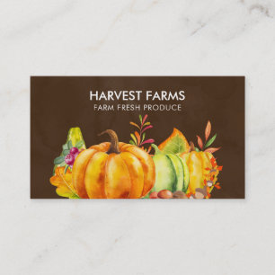 Carte De Visite Récolte de Citrouilles, de Feuilles et de légumes