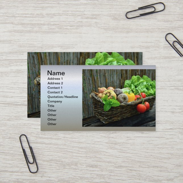 Carte De Visite Récolte végétale de thanksgiving dans un panier (Devant/Arrière en situation)