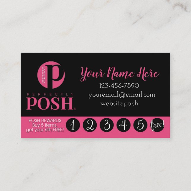Carte De Visite Récompenses Parfaitement Posh (Devant)
