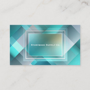 Carte De Visite Rectangle Moderne Géométrique Calqué Teal Futurist