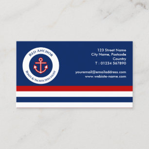 Carte De Visite Red Anchor Boat Yacht Nautical Specialist