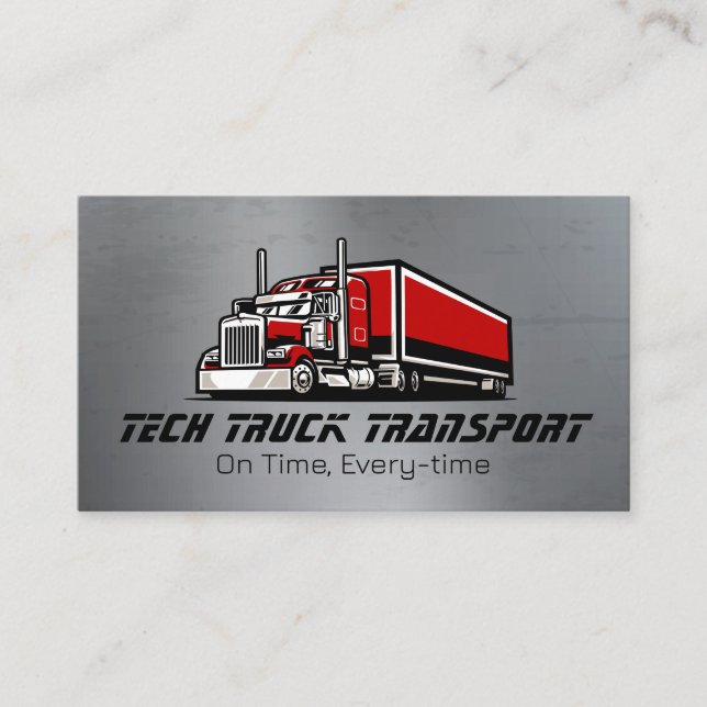 Carte De Visite Red Big Rig | Chauffeur de camion | Transport (Devant)