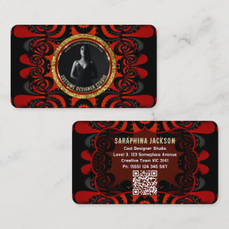 Carte De Visite Red Black + Gold Funky Gothic Creative