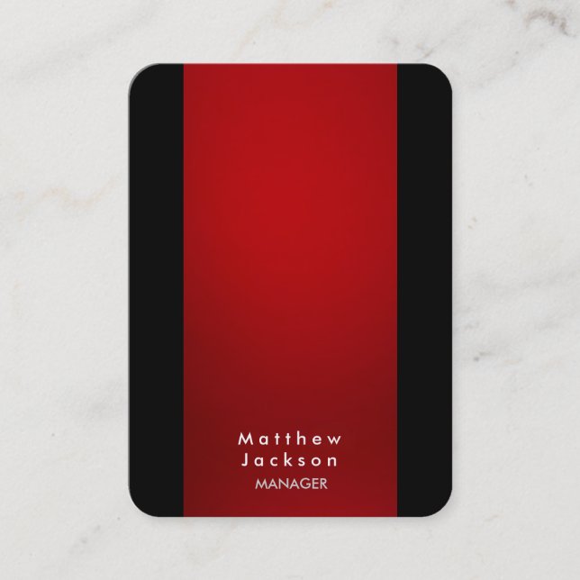 Carte De Visite Red Black Modern Plain Professional Manager (Devant)